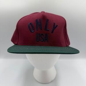 Only NY USA Snapback Hat Burgundy Green Flat Brim Made in USA Streetwear Cap NEW